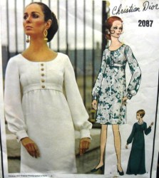 2087  Vogue CHRISTIAN DIOR 69 EMPIRE KNEE-FLOOR DRESS PATTERN 10 ,12 choice